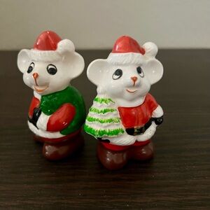 Festive Santa Mouse Salt & Pepper Shakers